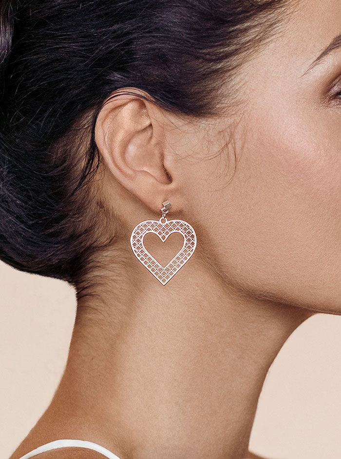 Blingsoul Shiny Big Heart Crystal Zircon Earrings - Double India | Ubuy